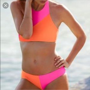 VS Pink high neck color block bikini